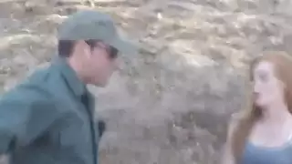 Border officer fucks beautiful redhead teen outdoors