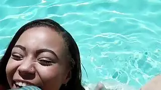 Perv neighbour bangs big booty ebony poolside