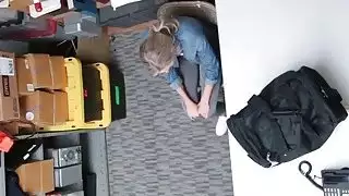 Blonde shoplifter gets roughly banged in office