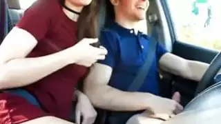 Blow job and masturbation in our car