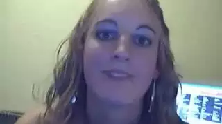 Curly not pretty blondie strips on webcam to show her too small tits