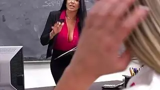 Nasty college teen punished by busty professor