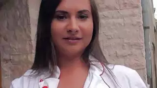 Amateur cook flashing tits in public pov